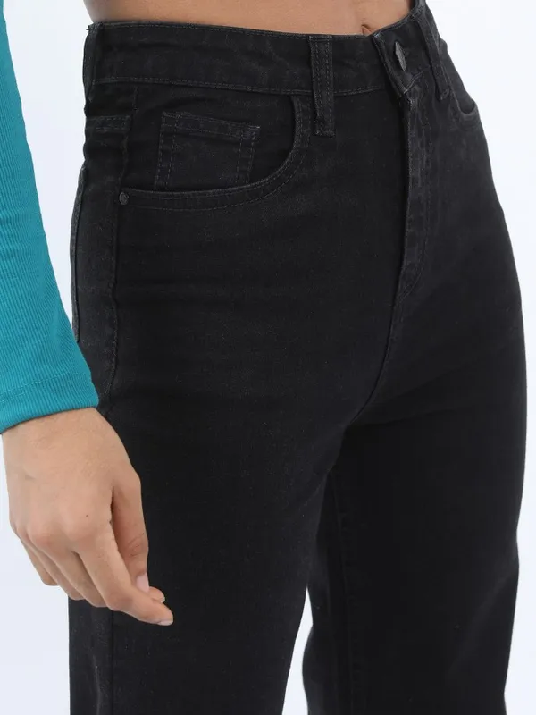  Tokyo Talkies Women Black Wide Leg Clean Look Jeans