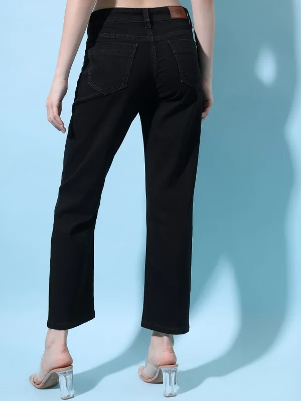  Tokyo Talkies Women Black Boyfriend Fit Clean Look Jeans