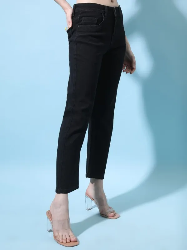  Tokyo Talkies Women Black Boyfriend Fit Clean Look Jeans