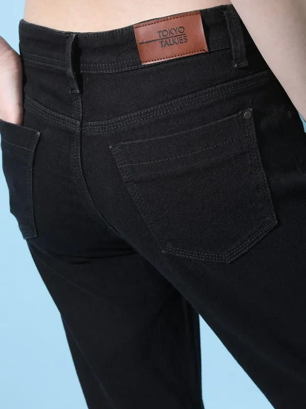  Tokyo Talkies Women Black Boyfriend Fit Clean Look Jeans