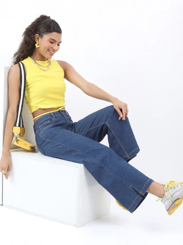  Tokyo Talkies Women Blue Wide Leg Clean Look Jeans