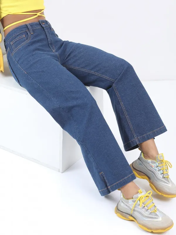  Tokyo Talkies Women Blue Wide Leg Clean Look Jeans
