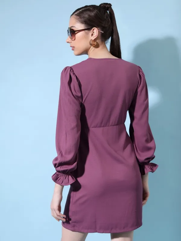 Tokyo Talkies Women Purple Solid Fit And Flare Dress