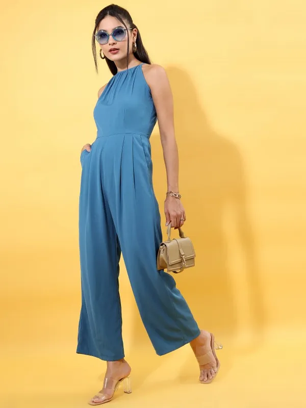 Tokyo Talkies Women Blue Solid Jumpsuit
