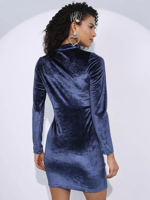 Tokyo Talkies Women Navy Blue Solid Mini Dress