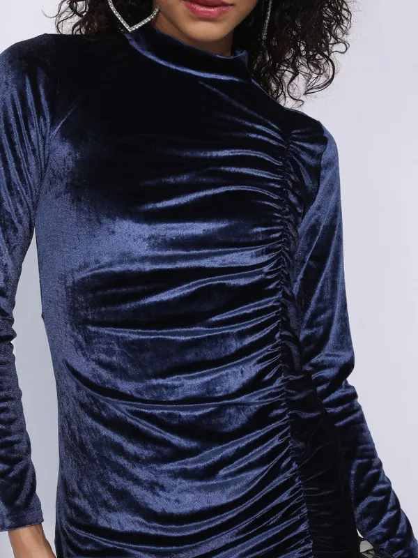 Tokyo Talkies Women Navy Blue Solid Mini Dress