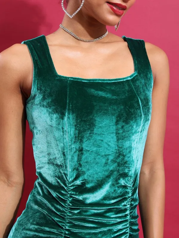 Tokyo Talkies Women Teal Solid Bodycon Dress