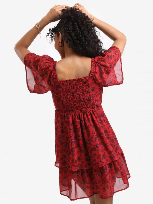 Printed Fit And Flare Dress