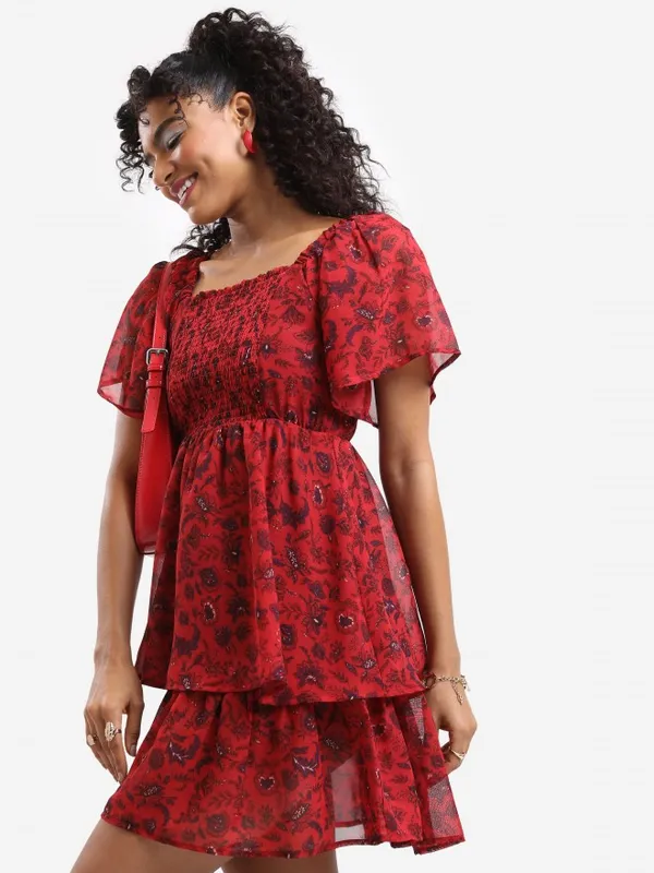 Printed Fit And Flare Dress