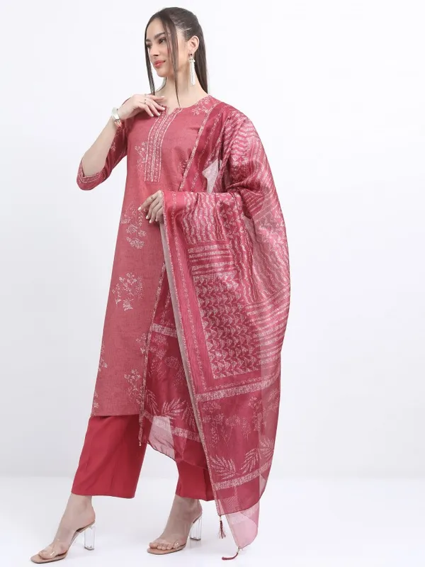  Ketch Women Red Printed Kurta Sets