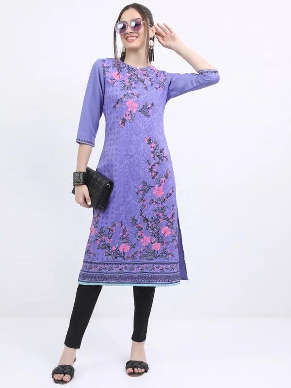  Ketch Women Blue Printed Straight Kurtas