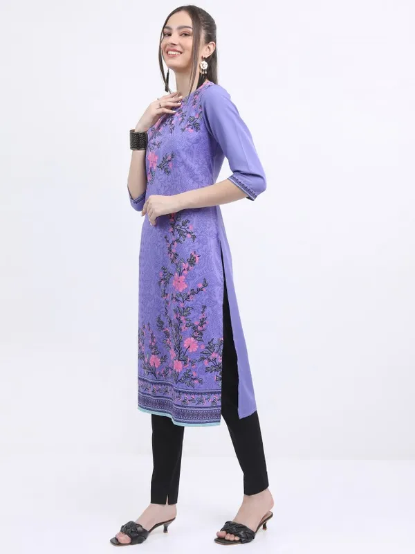  Ketch Women Blue Printed Straight Kurtas