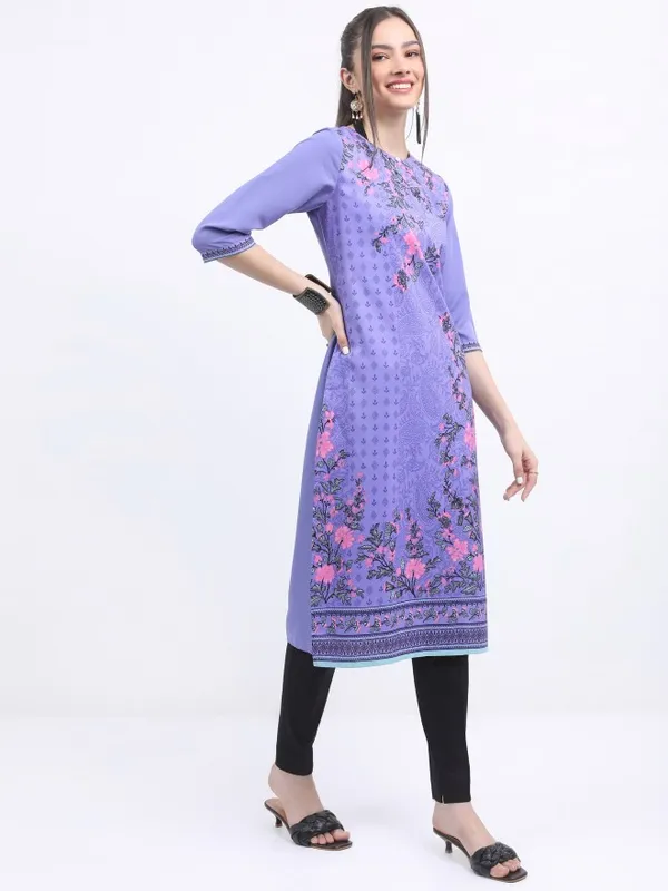  Ketch Women Blue Printed Straight Kurtas