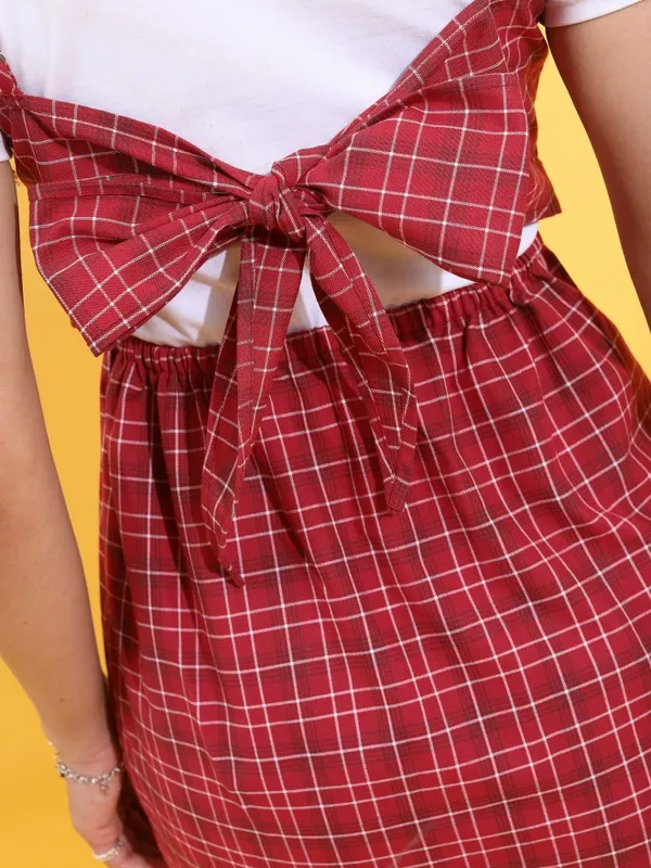  Tokyo Talkies Women Maroon Checked A-Line Dresses