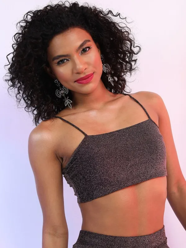  Ketch Women Black Self Design Fitted Tops