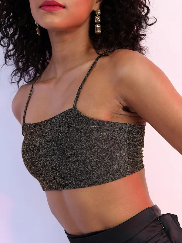 Ketch Women Black Self Design Fitted Top