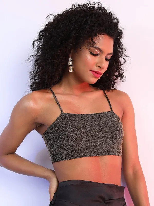 Ketch Women Black Self Design Fitted Top