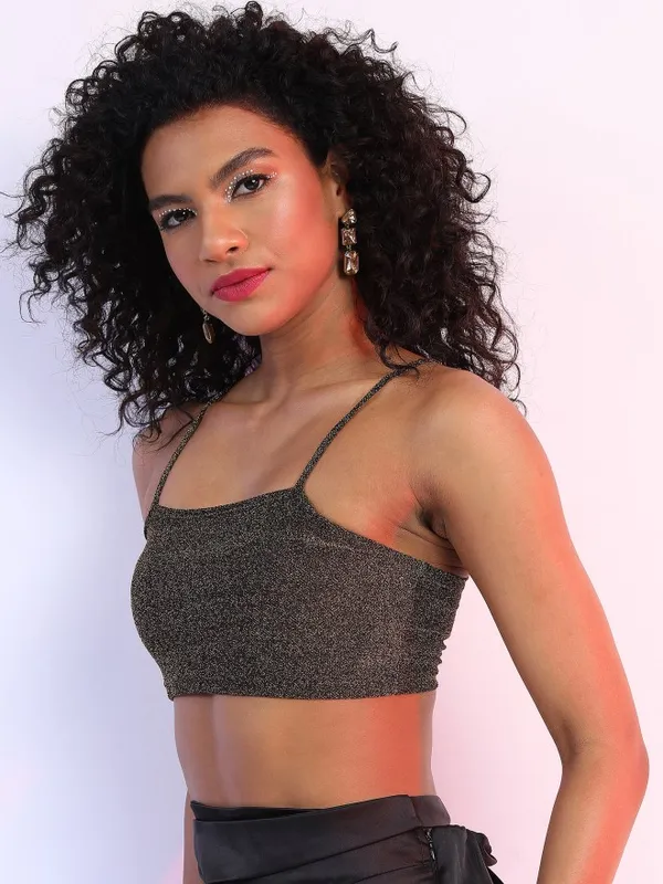 Ketch Women Black Self Design Fitted Top