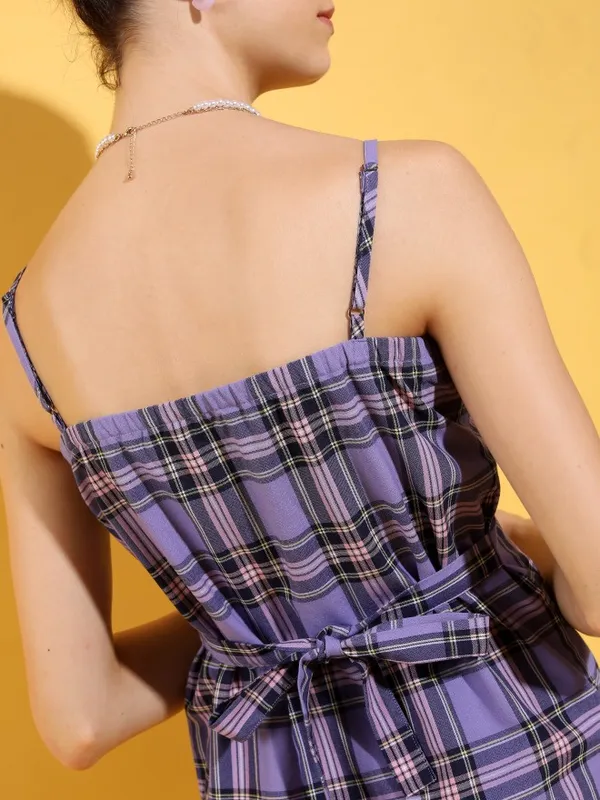  Tokyo Talkies Women Purple Checked Sheath Dresses