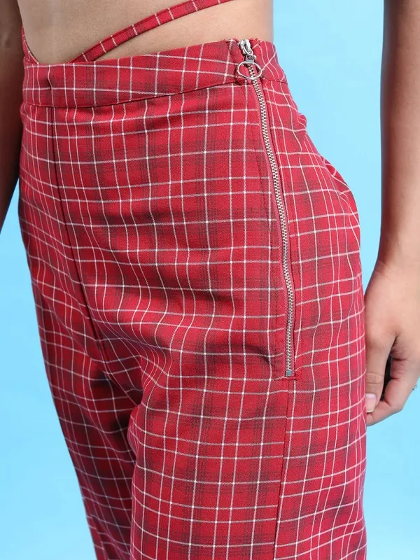 Checked Wide Leg Trousers