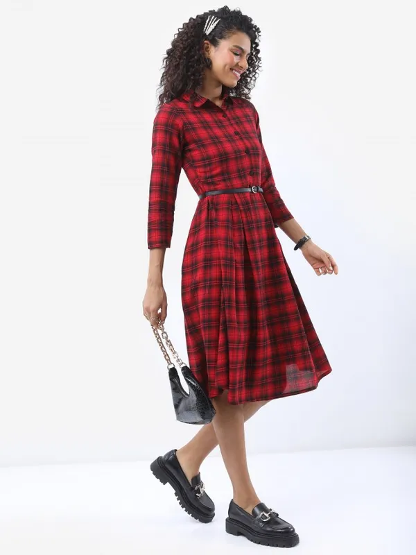 Checked A-Line Dress