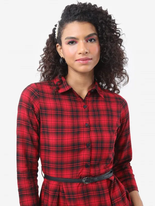 Checked A-Line Dress