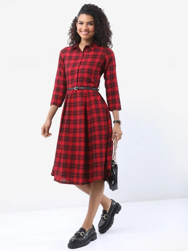 Checked A-Line Dress