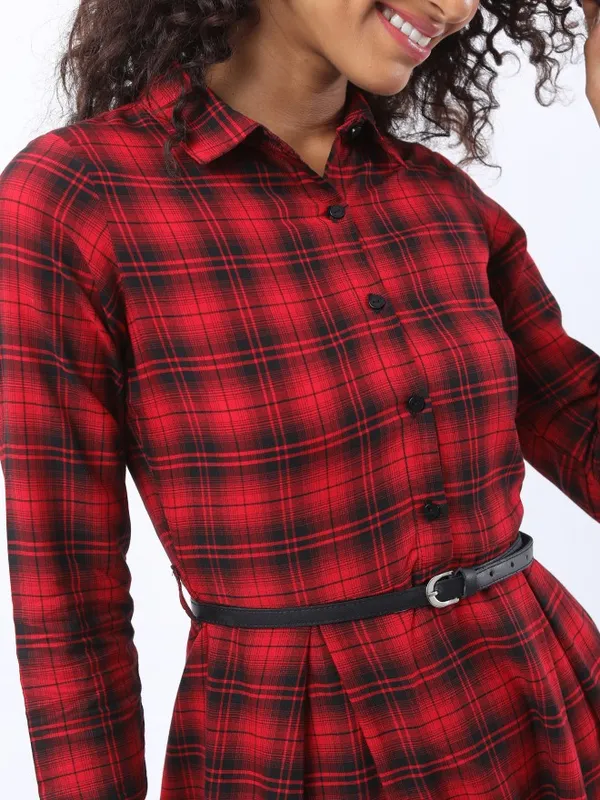 Checked A-Line Dress