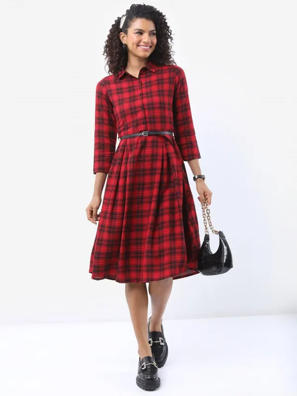 Checked A-Line Dress