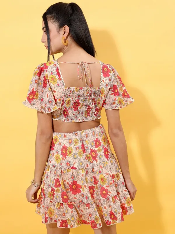 Tokyo Talkies Women Red Printed Fit And Flare Dress