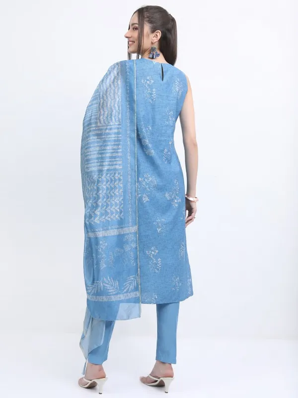  Ketch Women Blue Printed Kurta Sets