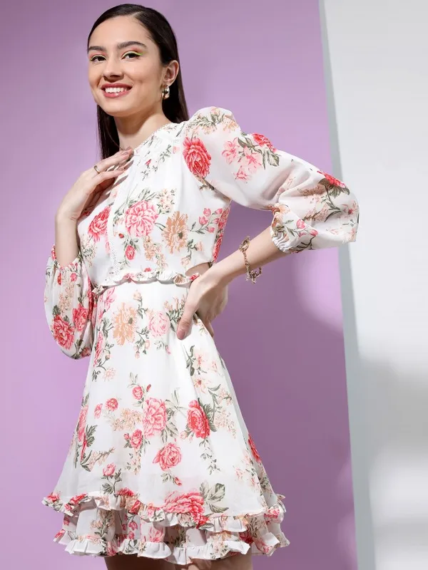  Tokyo Talkies Women Off White Printed Fit And Flare Dresses