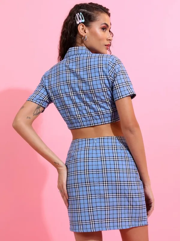 Tokyo Talkies Women Blue Top With Skirt Co-Ords