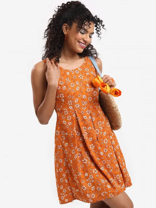  Tokyo Talkies Women Mustard Printed Fit And Flare Dresses