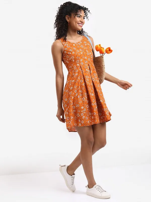  Tokyo Talkies Women Mustard Printed Fit And Flare Dresses
