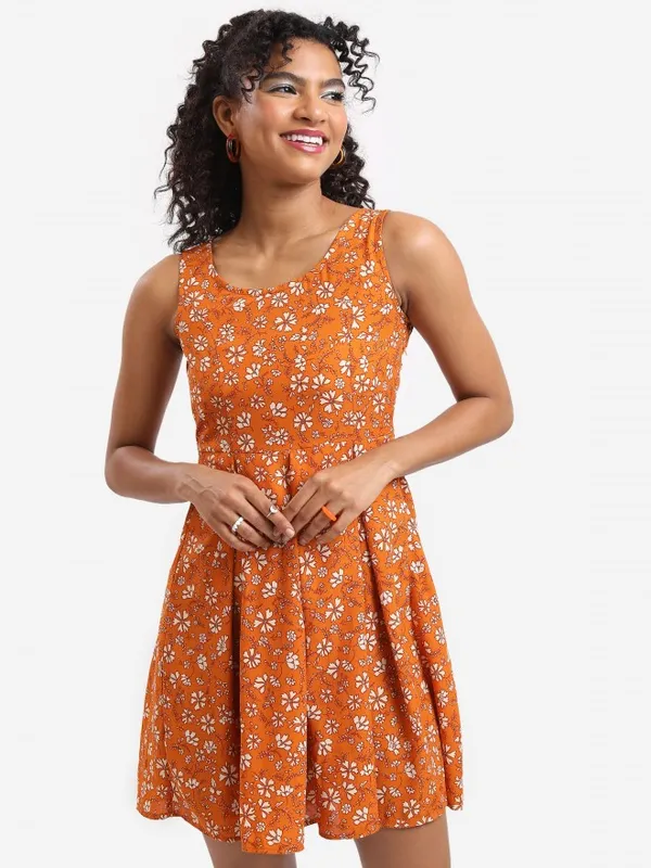  Tokyo Talkies Women Mustard Printed Fit And Flare Dresses