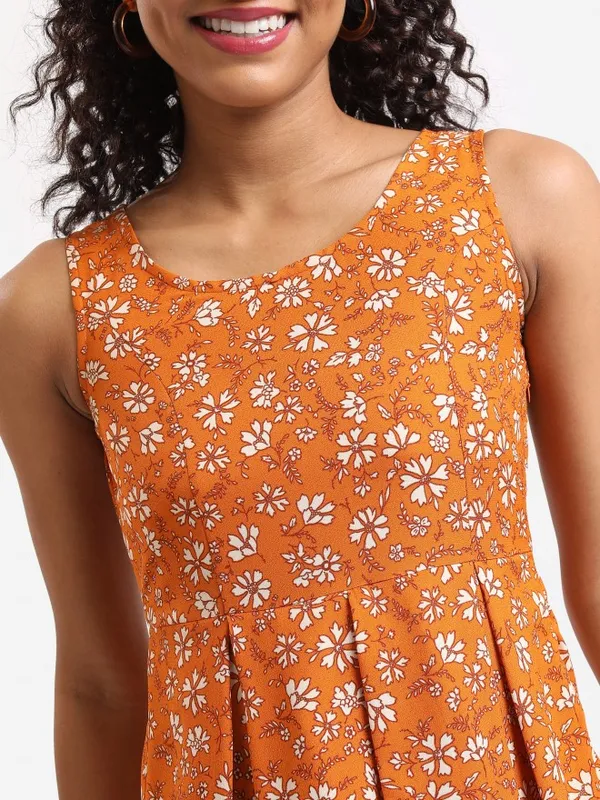  Tokyo Talkies Women Mustard Printed Fit And Flare Dresses