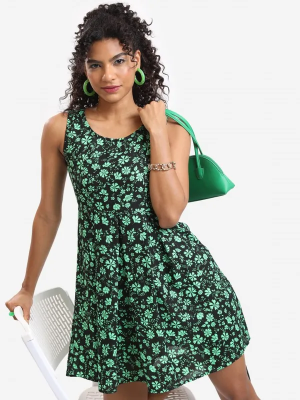  Tokyo Talkies Women Black Printed Fit And Flare Dresses