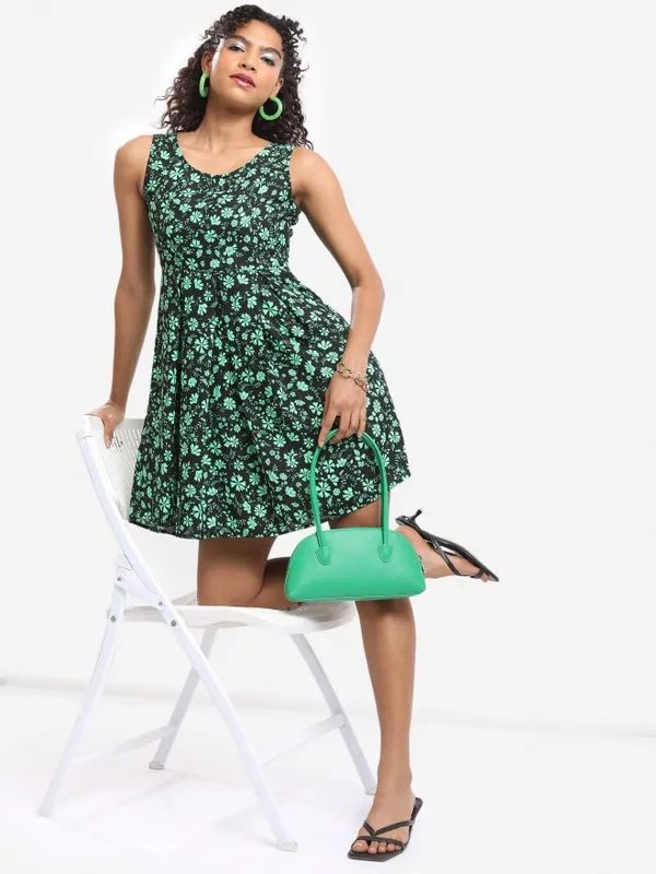  Tokyo Talkies Women Black Printed Fit And Flare Dresses