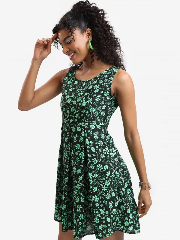  Tokyo Talkies Women Black Printed Fit And Flare Dresses