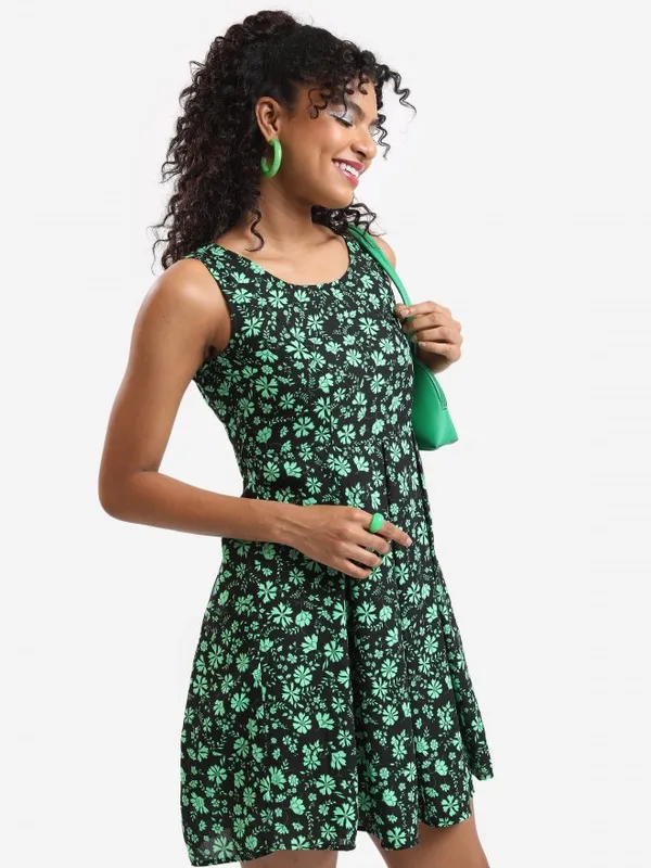  Tokyo Talkies Women Black Printed Fit And Flare Dresses