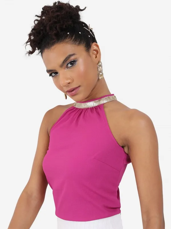 Tokyo Talkies Women Pink Solid Regular Top