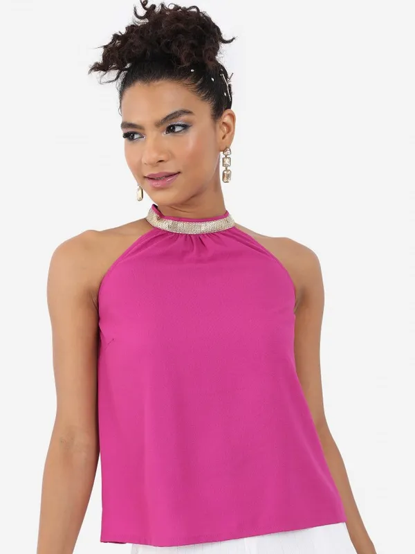  Tokyo Talkies Women Pink Solid Regular Tops