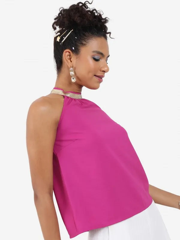  Tokyo Talkies Women Pink Solid Regular Tops