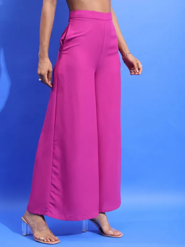  Tokyo Talkies Women Violet Solid Regular Fit Casual Trousers