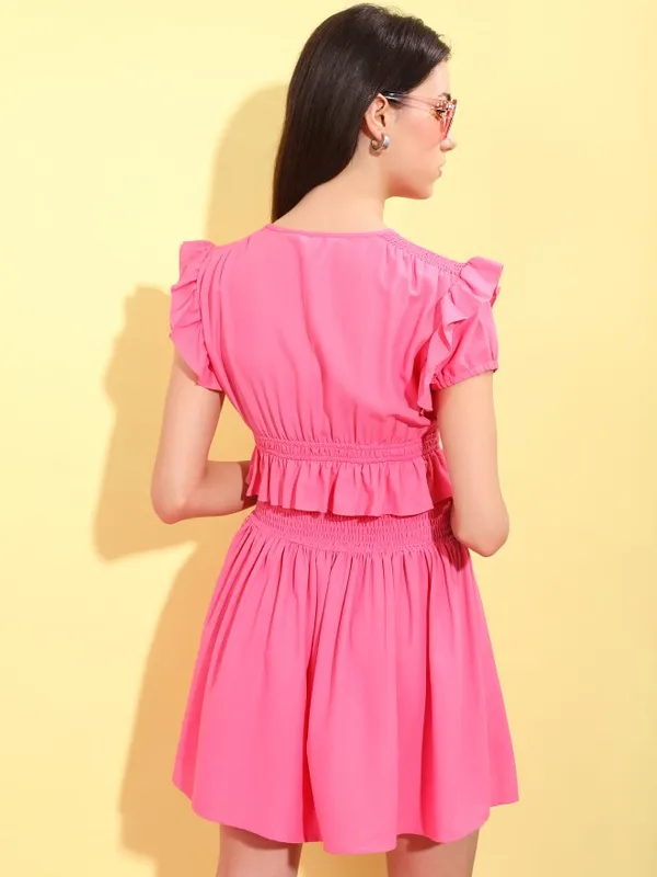  Tokyo Talkies Women Pink Solid A-Line Dresses