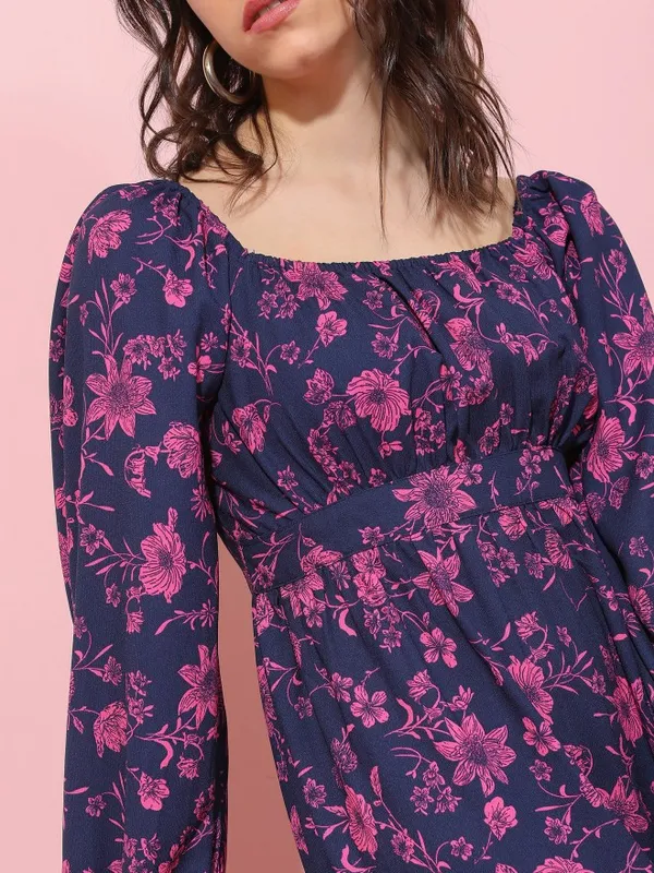  Tokyo Talkies Women Navy Blue Printed Fit And Flare Dresses