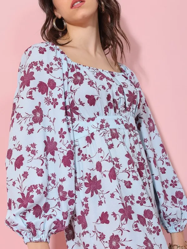  Tokyo Talkies Women Blue Printed Fit And Flare Dresses