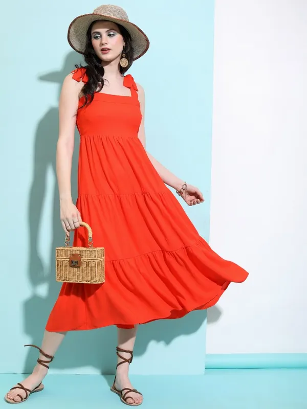 Tokyo Talkies Women Red Solid A-Line Dress