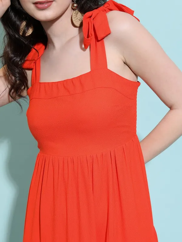 Tokyo Talkies Women Red Solid A-Line Dress